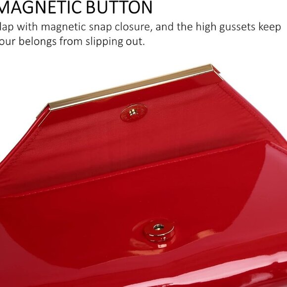 Patent Leather Envelope Clutch Womens Evening Handbag Stylish Shoulder Bag Purse - Picture 7 of 9